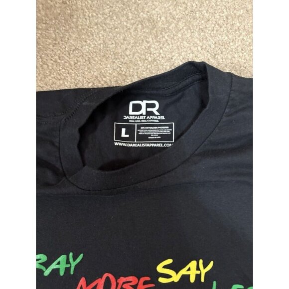 DA Realist Apparel Mens Large T Shirt Pray More Say Less - Picture 2 of 2